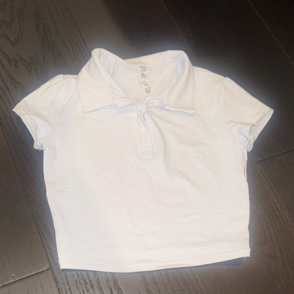 ALO NWOT Yoga Crop White Polo Shirt